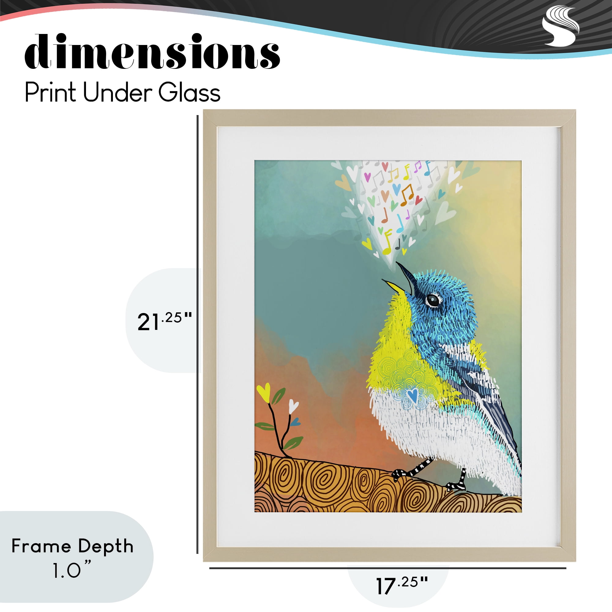 Stupell Industries Dream Chaser Songbird Birch Framed Print Under Glass, design by Suzanne Millius