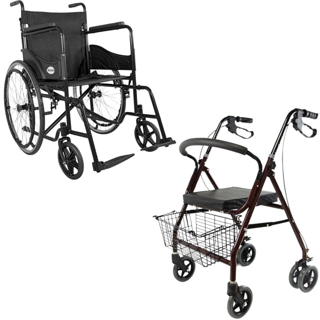 Kit Silla de Ruedas Aluminio 120 Kg + Andadera Adultos