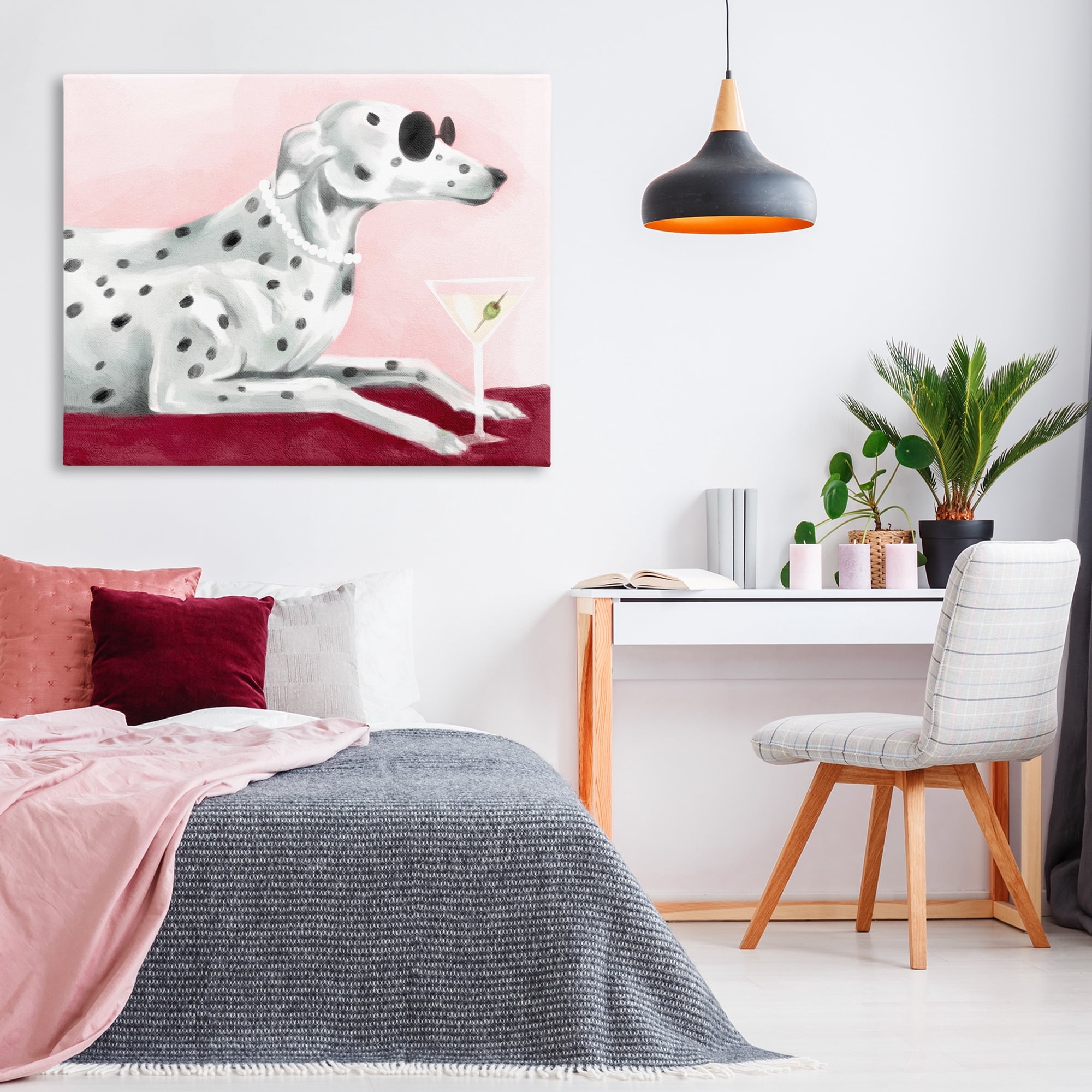 Stupell Industries Dog with Martini Animals Painting Wrapped Canvas Art Print Wall Art, 48 x 36
