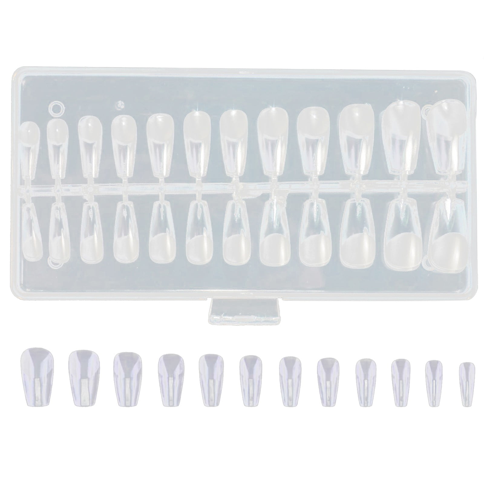 Natural Nail Tips Medium Short Nail Tips Coffin Shape Half Cover Short Coffin Nail Tips for Small Hands Acrylic Nail Trainer Forms Nail Pack on Acrylic Nails Coffin Medium Nail