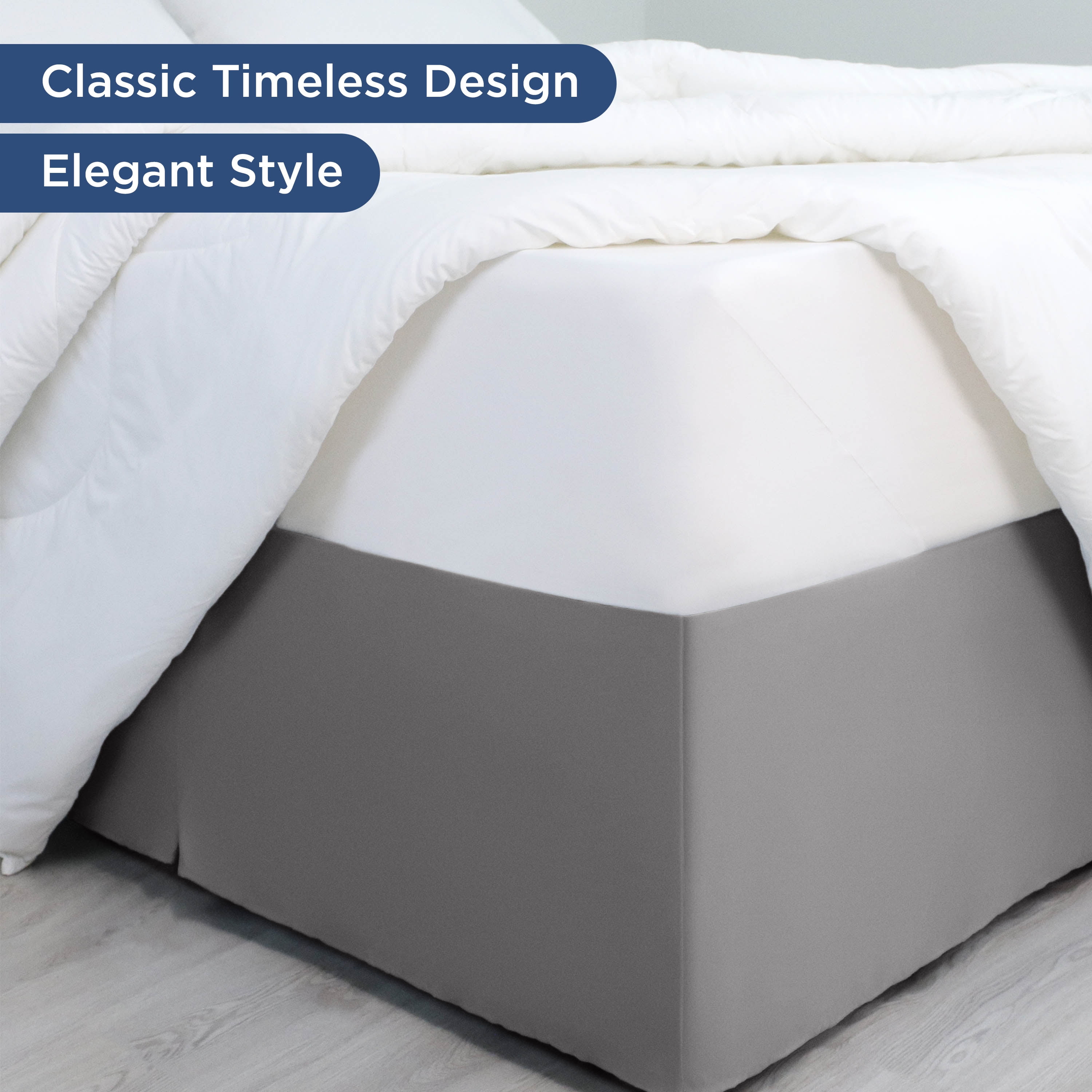 Martex King Bed Skirt | Pleated Microfiber | 21" Drop Easy Fit | Gray