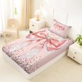 thumbnail image 4 of Manfei Pink Bow Pearl Rose Twin Sheet Sets for Girls, Cute Ribbon Bedding, 3 Pieces, 4 of 5