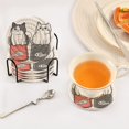 thumbnail image 3 of Yayeee 6 PCS Drink Coasters with Holder Set Woven Absorbent Round Tabletop Hot Pad, Black Chubby Cat, 3 of 7