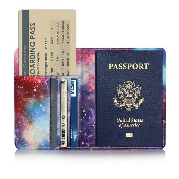 Passport Holder Travel Wallet RFID Blocking Case Cover, EpicGadget Premium PU Leather Passport Holder Travel Wallet Cover Case (Twilight Galaxy)