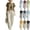 Khaki, variant on Plus Size Two Piece of Outfits for Womens Round Neck Short Sleeve Pinstripe Pocket Elastic Waist Long Pants Sets,S,Black