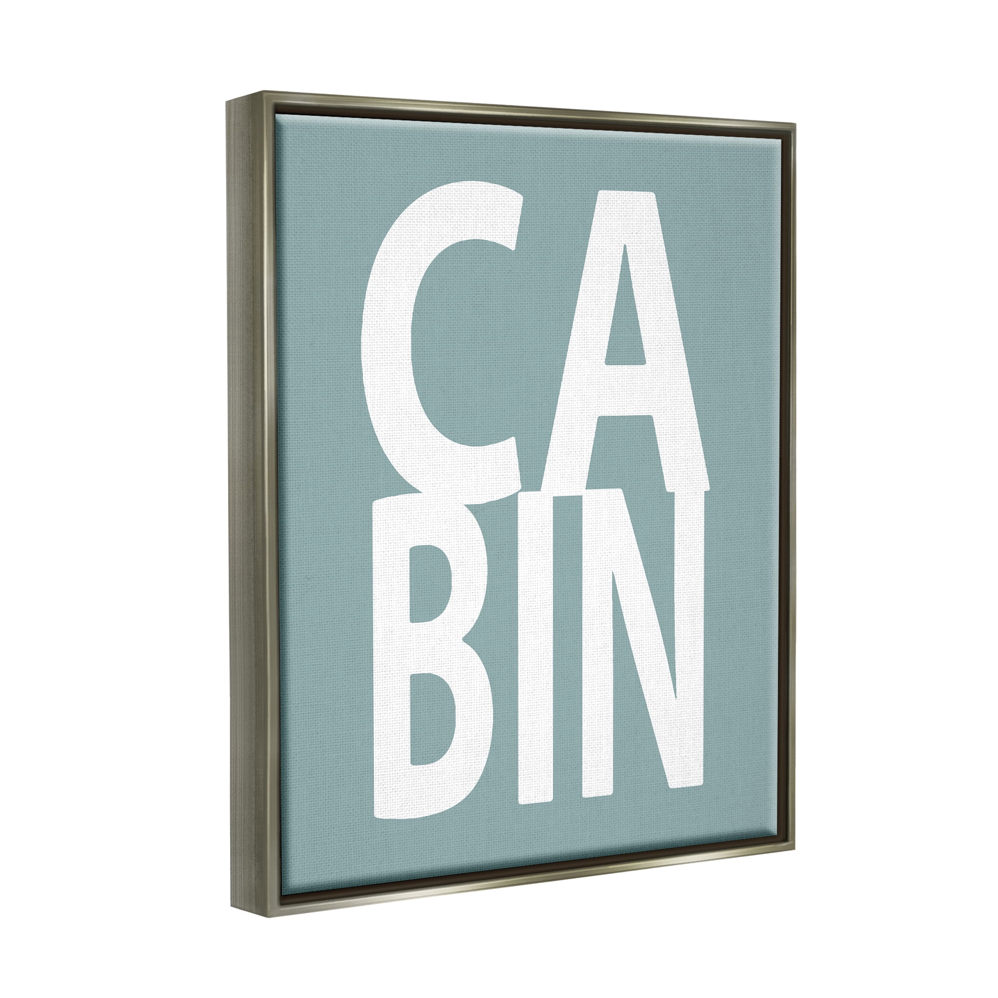 Stupell Turquoise Cabin Letters Typography Inspirational Painting Gray Floater Framed Art Print Wall Art