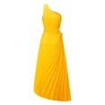 thumbnail image 5 of CHICTRY Womens One Shoulder Long Formal Dress Sleeveless Ruched Evening Ball Gown Cocktail Party Dress Yellow XL, 5 of 7