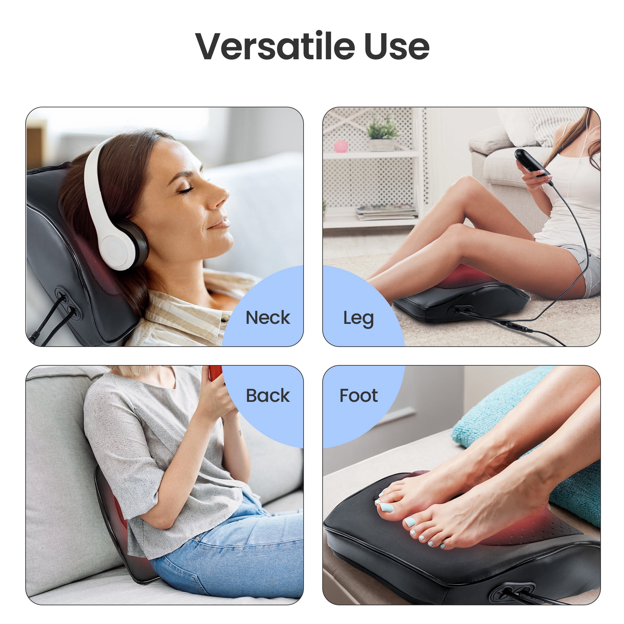 Suerbeaty Neck and Back Massager for Relief Deep Tissue with Heat, Shiatsu Shoulder Massager with Bi-Directional Rotating Head for Neck, Back, Shoulders, and Legs, Gift for Mom Dad