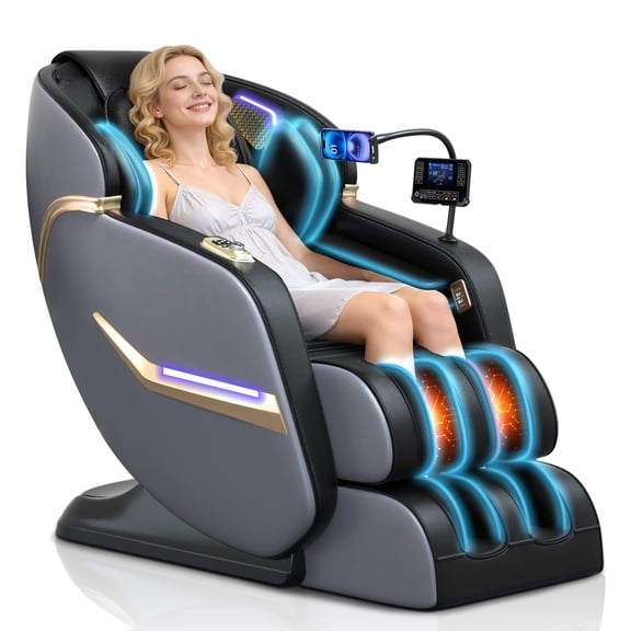 KOLLECKTIV 2026 Massage Chair 4D Full Body, Zero Gravity, SL Track, AI Voice, Heating, Foot Rollers, Black and Gold