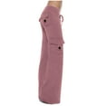 thumbnail image 7 of Women Cargo Pants Stretchy Flare Leggings Pants Casual Trendy Drawstring Wide Leg Lounge Trousers with Multi Pockets, 7 of 7
