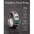 thumbnail image 7 of King Will 316L Stainless Steel Wedding Band - Vintage Silver Ring Designed with Tree of Life & Viking Rune and Abalone Shell Inlay, 8mm Mens Ring Beveled Edge, Comfort Fit Size 8, 7 of 7