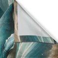 thumbnail image 2 of Ambesonne Nautical Kitchen Curtains, Mandala Whale and Turtle, 55"x45", Teal Ecru Blue, 2 of 3