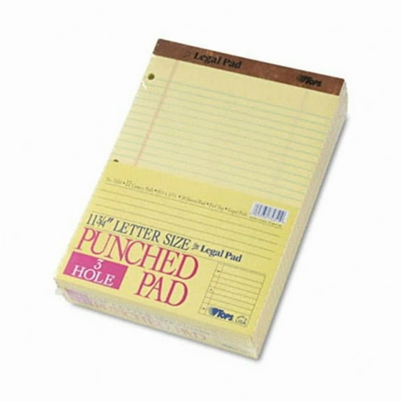 Tops  3-Hole Punched Perforated Pads  Lgl Rule  Ltr  Canary  12 50-Sheet Pads/pk