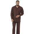 thumbnail image 2 of Montique Brown Solid 2 Piece Walking Suit Long Sleeve Shirt Men's Leisure Suit 1641, 2 of 2