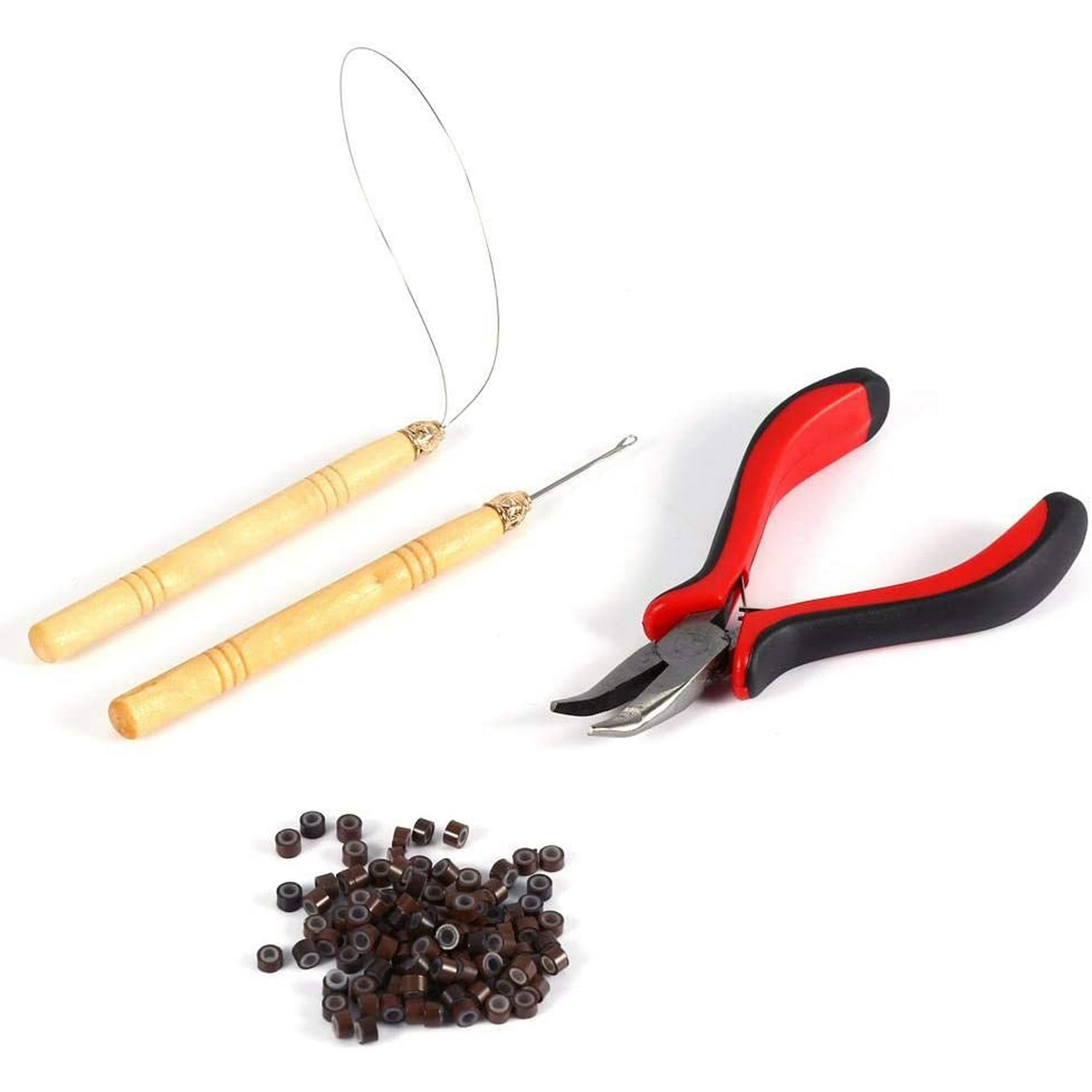 Hair Extension Kit, Wig Connector Kit Pliers Hook Loop Tip With 500Pcs Micro Rings Hair Extension Accessories (Black) | In Set 500pcs Micro Ring Set Micro Rings Loop Needle Hair Extension Kit, Wig Connector Kit Pliers Hook Loop Tip With 500Pcs Micro Rings Hair Extension Accessories (Black) | In Set 500pcs Micro Ring Set Micro Rings Loop Needle