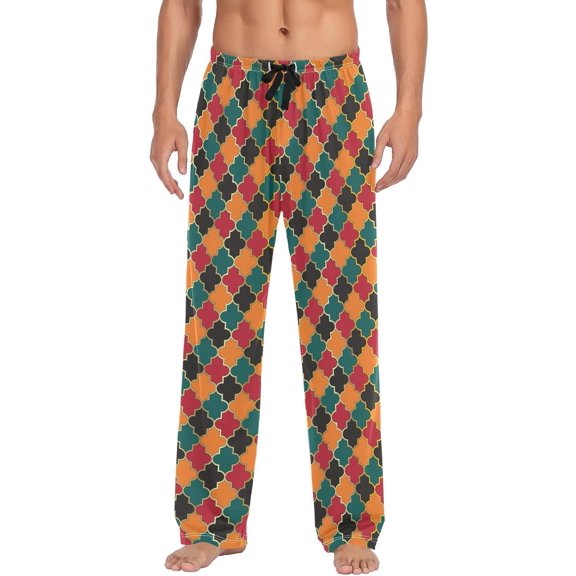 GZHJMY Moroccan Trellis Men's Pajama Pants, Soft and Comfortable Lounge Sleep Bottoms with Pockets, Men's Sleepwear with Custom Print, X-Large