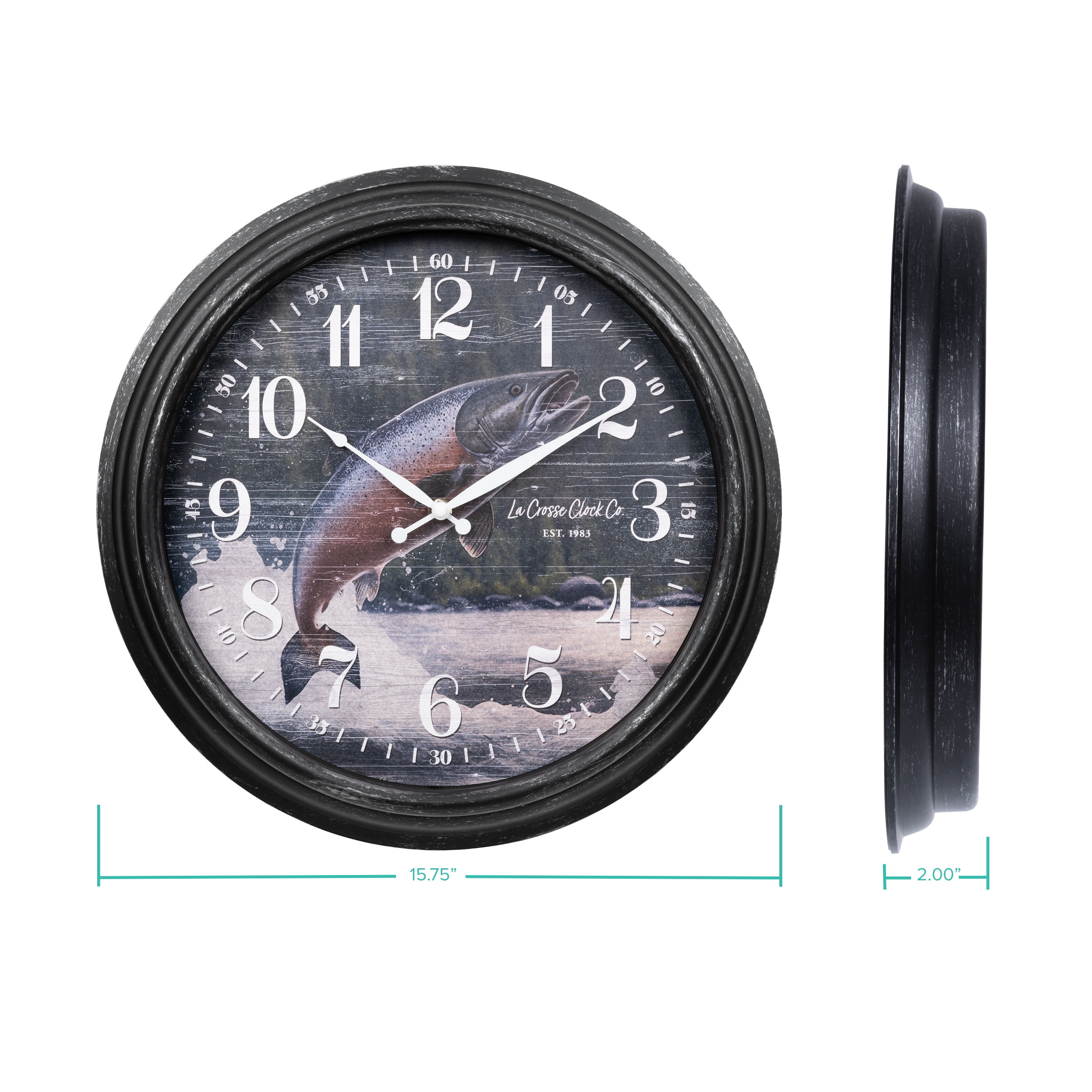 La Crosse Clock 15.75 inch Indoor/Outdoor Northwoods Deer Analog Quartz Wall Clock, 433-3841D