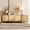 Oak, variant on WAMPAT Modern TV Stand for 80 inch TV, Entertainment Center with 4 Door Closed Storage and T-Shaped Wood Legs, Media Console Cabinet for Living Room, Oak