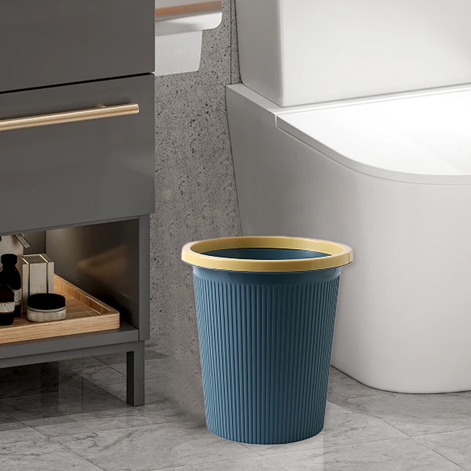 ufeghfjh Pressure Trash Can Garbage Bin for Bathroom Bedroom Office Kitchen Small Space Living 25x23x23cm 9.84x9.05x9.05in Dark Blue Light Blue Pink