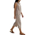 thumbnail image 3 of Uootdi Womens Two Piece Sets Stripe Print Sleeveless Top Wide Leg Pants Loose Fit Breathable Pullovers Casual Loungewear Outfits Summer Comfort Style Gift, 3 of 4