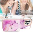 thumbnail image 4 of Slim Wallet Design for iPhone 11 Pro Max Case with Card Holder, Marble Pattern Back Flip Case PU Leather Kickstand Card Slots Magnetic Clasp Shockproof Anti-fall for iPhone 11 Pro Max, Darkpurple, 4 of 5