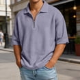 thumbnail image 2 of JAJAHO Polo Shirts For Men Casual Oversized Waffle Quarter Zip Half Sleeve Drop Shoulder Solid Color Lapel Shirts Summer Versatile Tops, 2 of 6
