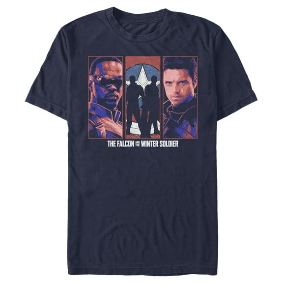 Men's Marvel The Falcon and the Winter Soldier Group  Graphic Tee Navy Blue X Large