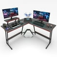thumbnail image 2 of Lacoo 51.2“ Gaming Desk L-shaped Carbon Fiber Surface Gaming Corner Desk Table, Black, 2 of 7