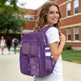 thumbnail image 6 of KOITHOT Mesh Backpack Heavy Duty, Stadium Approved Multi-Pocket Beach Backpacks for Adults, See Through Transparent Mesh Bookbag for School & Travel(Purple), 6 of 7