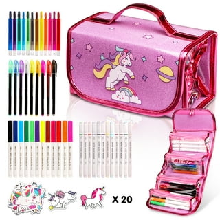 Sytle-Carry Stationery Set Unicorns Gifts, 50 Pcs Filled Stationery with  Unicorn Pencil Case Coloring Books Colored Pens Stickers, Arts and Crafts  for