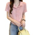 thumbnail image 1 of Blusa de manga corta para mujer, blusa con botones elegante y dulce a la moda para verano, 1 of 8