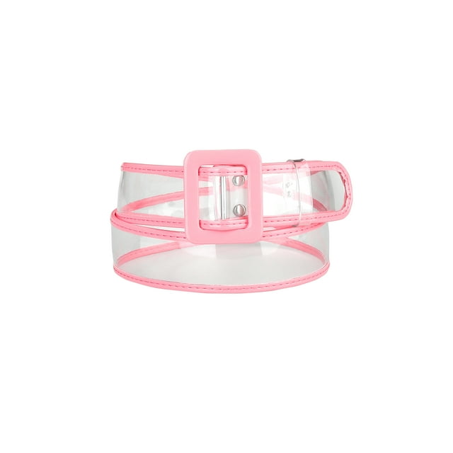 Cinturones transparentes INSPIRE CHIC para mujeres, cinturón delgado de talla grande para jeans, vestidos y abrigos de hasta 95 cm/37.4" en color rosa