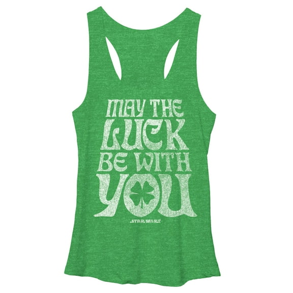 Women's Star Wars St. Patrick's May the Luck Be With You  Racerback Tank Top Envy Green X Large