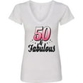 thumbnail image 3 of Inktastic 50 and Fabulous with Sparkles Women's V-Neck T-Shirt, 3 of 5