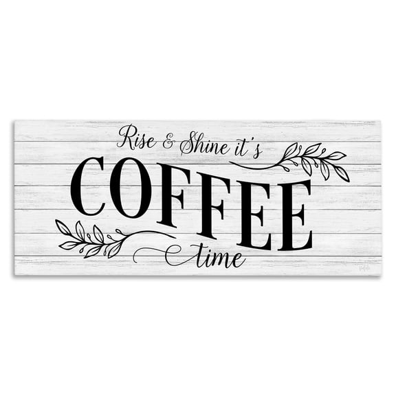 Stupell Industries Rise & Shine Coffee Time Food & Beverage Painting Wrapped Canvas Art Print Wall Art, 24 x 10