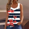 thumbnail image 5 of Summer Tank Tops for Women Loose Fit V Neck Sleeveless Graphic Tee Shirt Plus Size Floral Print Casual T-shirts (XL, Navy), 5 of 5