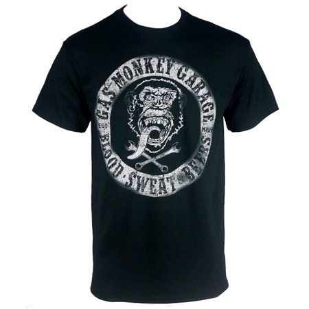 CHANGES - GAS MONKEY GARAGE Circular Distressed Logo Black T-Shirt ...
