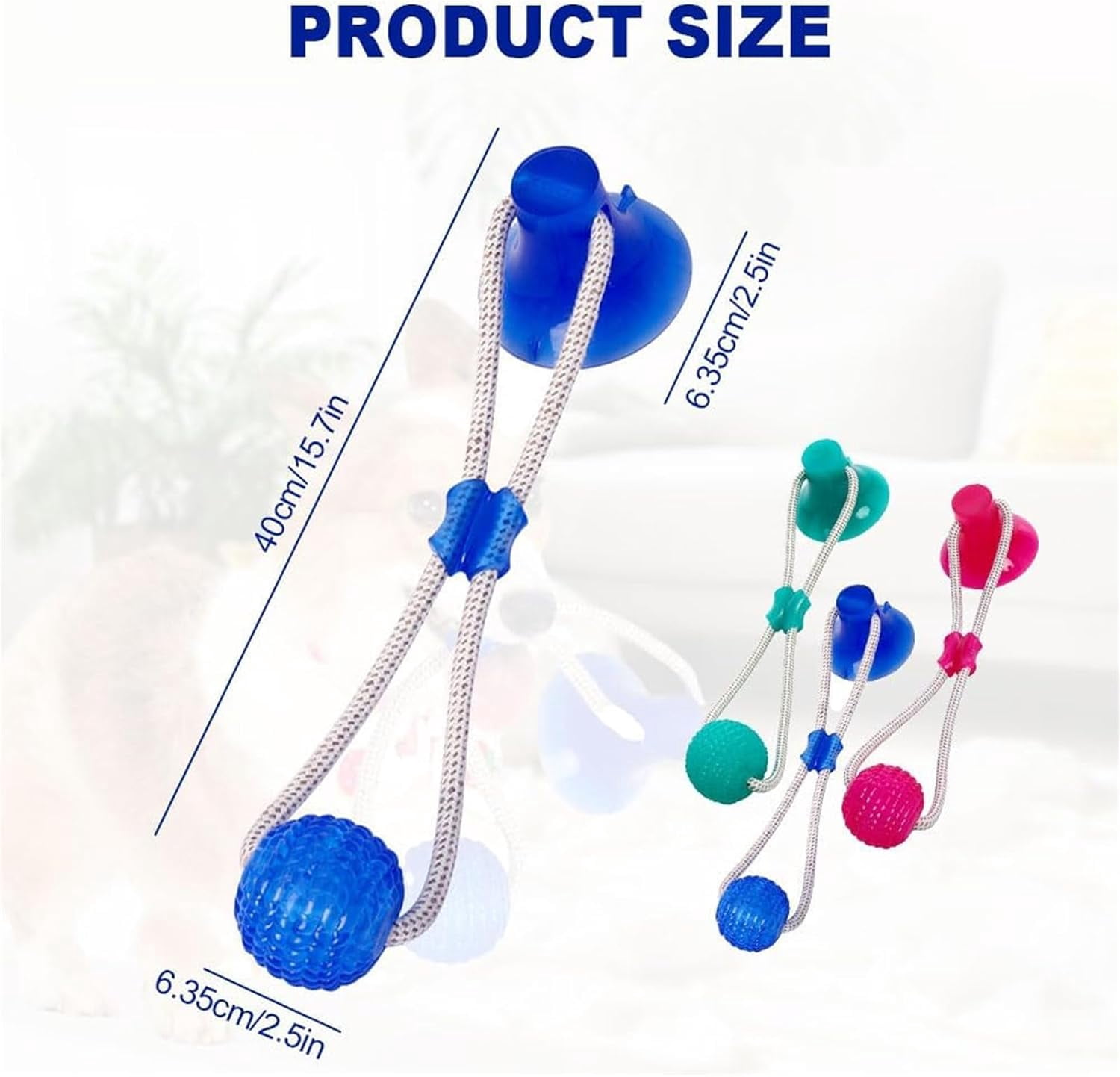 Multifunction Pet Molar Bite Toy, Interactive Dog Toys Tug of War with Suction Cup, Teeth Cleaning Chewing Interactive Puppy Pull Toy for Aggressive Chewers Dog