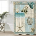 thumbnail image 2 of Small Stall Shower Curtain 48x72 Inch Narrow Half Size Coastal Bath Curtains Bathroom Decor Summer Beach Nautical Conch Starfish Butterfly Waterproof Fabric Shower Curtain Set with Hooks 48 Inch, 2 of 6