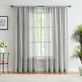 thumbnail image 1 of Junvictex Grey Floral Lace Sheer Curtains for Kids Room, Knitted Botanical Rod Pocket Drapes, 2 Pcs,52"Wx84"L, 1 of 5