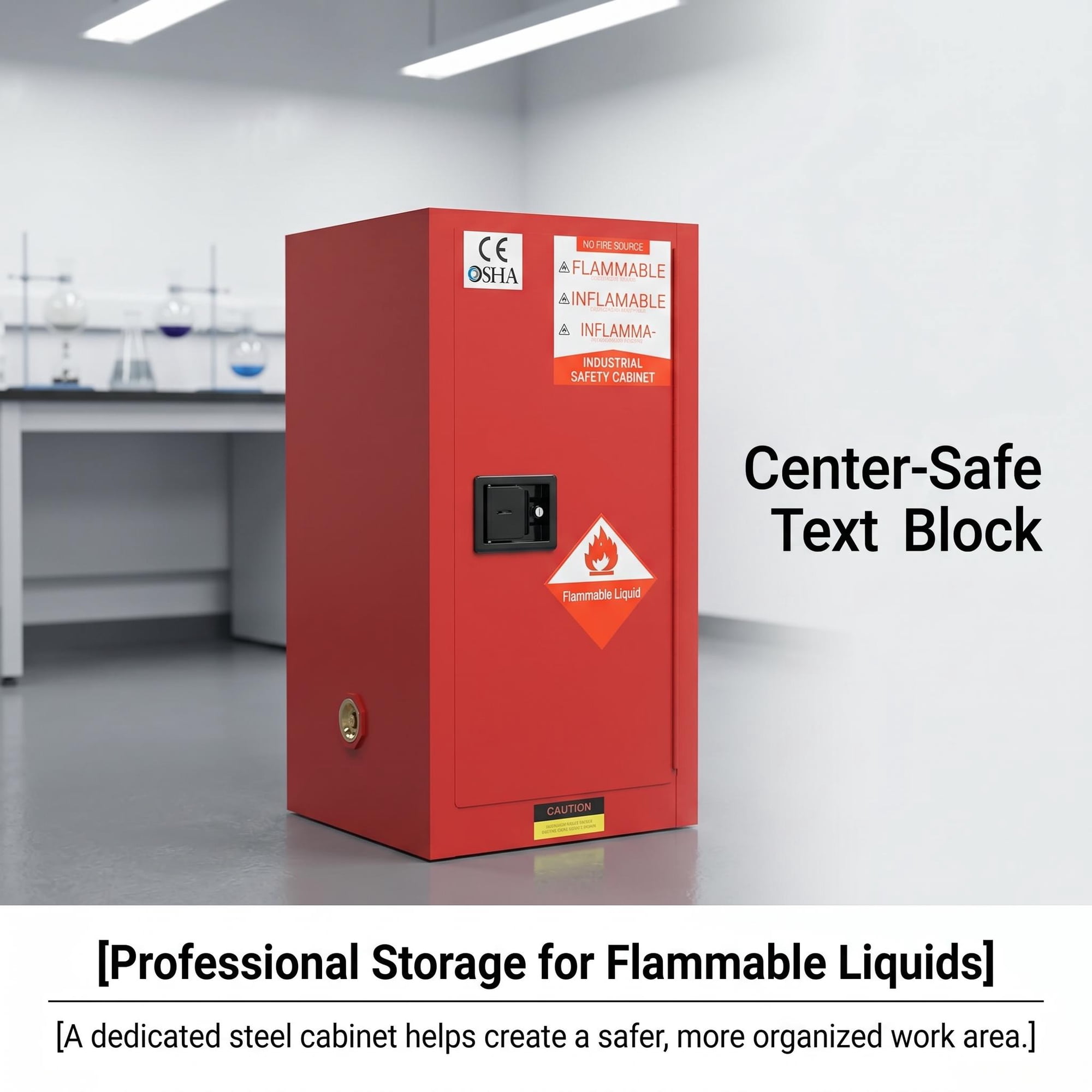 Double-Wall Steel Fire Cabinet 12 Gal Flammable Safety Cabinet for Chemicals Steel Flammable Storage Cabinet with Leak-Proof Sump