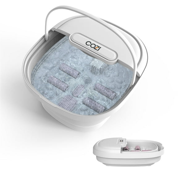 Cozi by Tzumi Collapsible Pedi Spa Foot Bath, Portable Foot Massager with Heat Bubble Bath