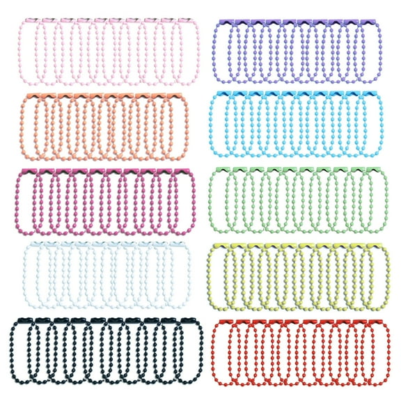 ROCKROK 100Pcs Colorful Beaded Chains Metal Ball Beads Chain Keychains for DIY Crafts
