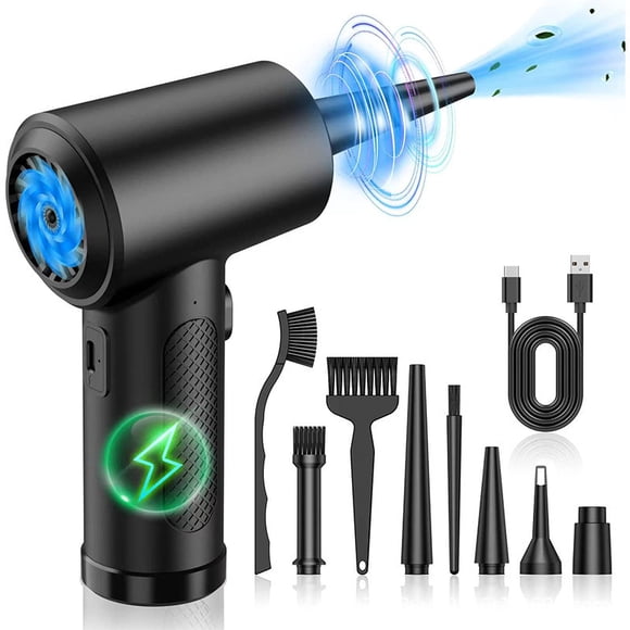 Compressed Air Duster,Electric Air Duster Portable Air Blower Rechargeable Cordless Air Duster for Computer Keyboard Fast Charge(Black)