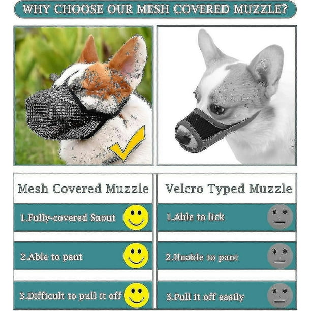 Dog Muzzle With Adjustable Straps Soft Mesh Covered Muzzles Compatible With Small Medium Large Dogs -szhg