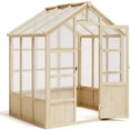 thumbnail image 5 of Outdoor Greenhouse, 8x6FT Heavy Duty Wooden Greenhouse with Polycarbonate Panels & Lockable Door - Sturdy Wood Frame Garden Green House with Adjustable Roof Vent, for Yard, Gardening（ship in 3 boxes）, 5 of 9