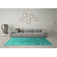 thumbnail image 3 of Ahgly Company Machine Washable Indoor Rectangle Oriental Turquoise Blue Industrial Area Rugs, 5' x 7', 3 of 4