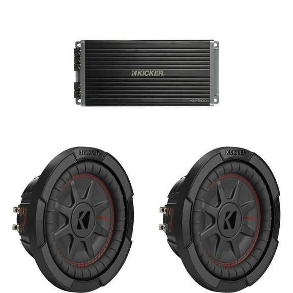 Kicker (2) 48CWRT82 CompRT 8" Subwoofer, DVC, 2-ohm w/ 47Key5001 Amp Bundle