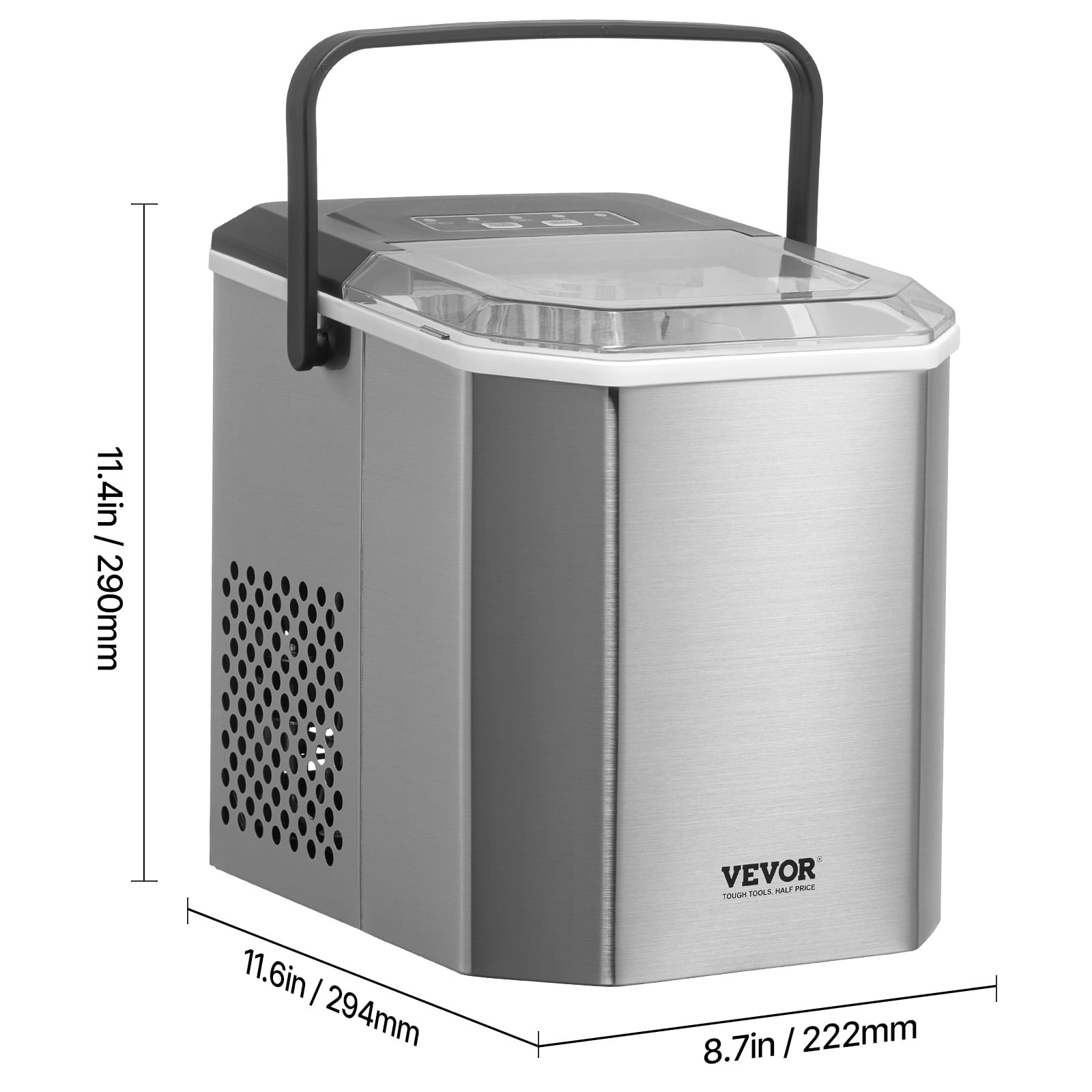 VEVOR Countertop Ice Maker, 9 Cubes Ready in 6 Mins, 26lbs in 24Hrs, Self-Cleaning Portable Ice Maker with Ice Scoop and Basket, Ice Machine with 2 Sizes Bullet Ice for Home Kitchen Office Bar Party