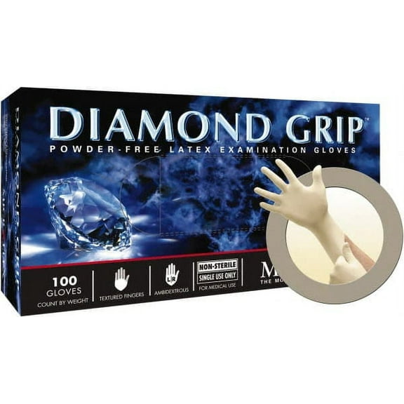 Microflex Diamond Grip Powder-Free Latex Examination Glove, Medium, White (100pcs)